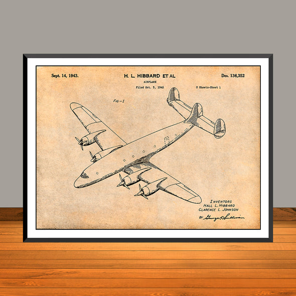 1942 Lockheed Constellation Airliner Horizontal Patent Print - UNFRAMED