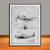 1944 Republic XP-47B Thunderbolt Fighter  Patent Print - UNFRAMED