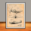 1944 Republic XP-47B Thunderbolt Fighter  Patent Print - UNFRAMED