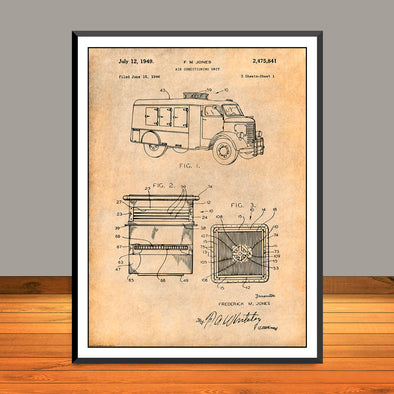 1944 F.M. Jones Automotive Air Conditioning Unit Patent Print - UNFRAMED