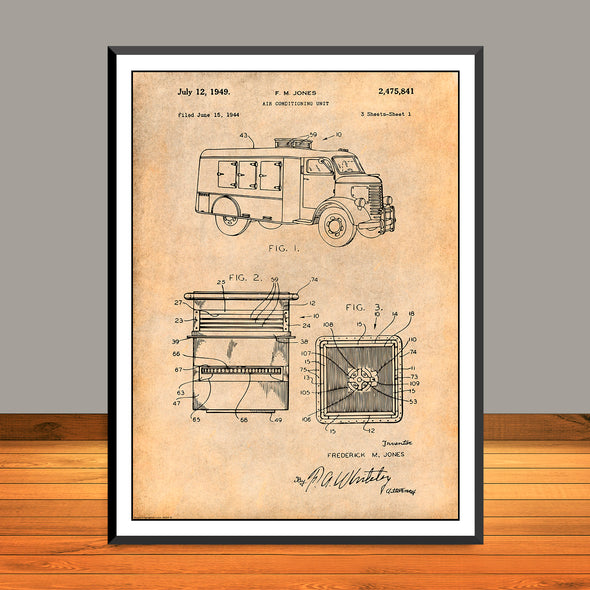 1944 F.M. Jones Automotive Air Conditioning Unit Patent Print - UNFRAMED