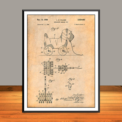 1945 L.M. Holmes Knockdown Wheeled Toy Patent Print - UNFRAMED