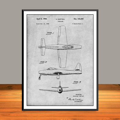 1946 F-84 Thunderjet Fighter-Bomber Aircraft Patent Print - Unframed
