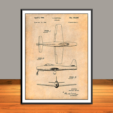 1946 F-84 Thunderjet Fighter-Bomber Aircraft Patent Print - Unframed