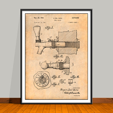 1947 Beer Tap Patent Print - Unframed