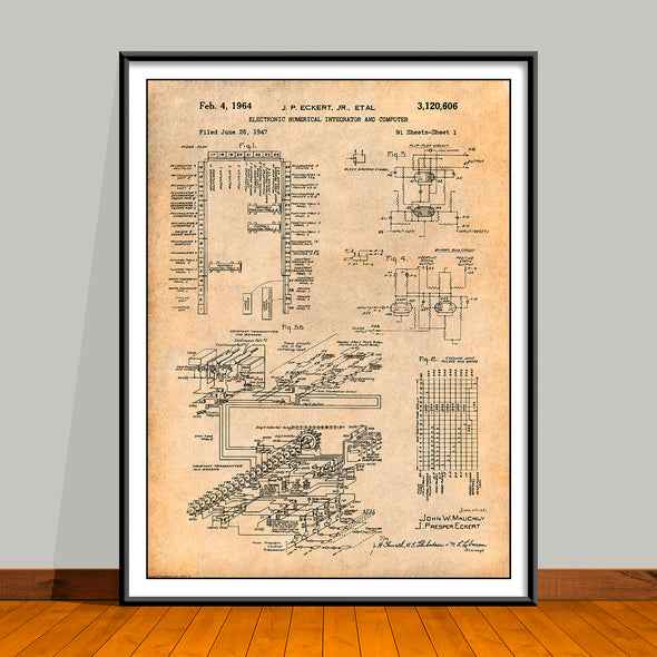 1947 ENIAC First Programmable Computer Patent Print - Unframed