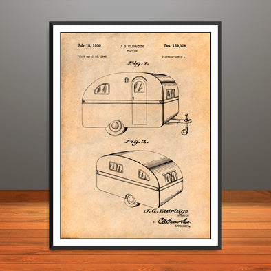 1948 Travel Trailer Patent Print - Unframed