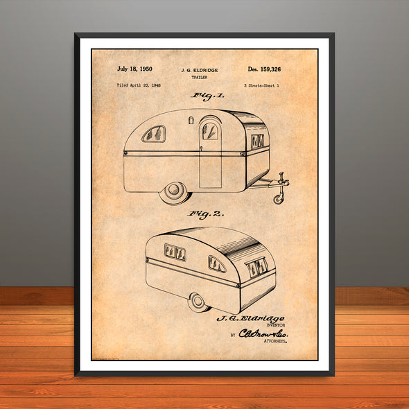 1948 Travel Trailer Patent Print - Unframed