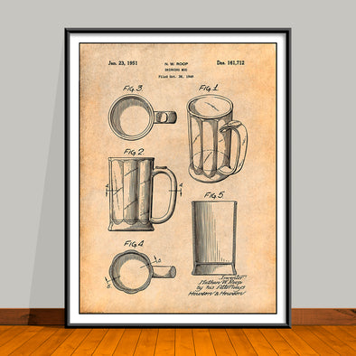 1949 Beer Mug Patent Print - Unframed