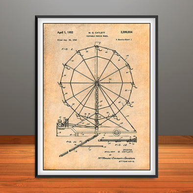 1949 Portable Ferris Wheel Patent Print - Unframed