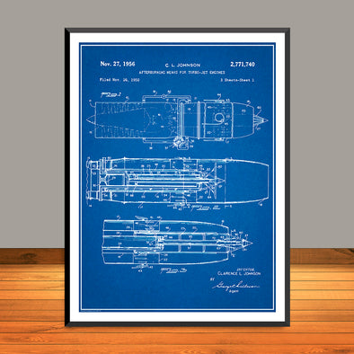 1950 Afterburner for Turbo-Jet Engines Patent Print - UNFRAMED