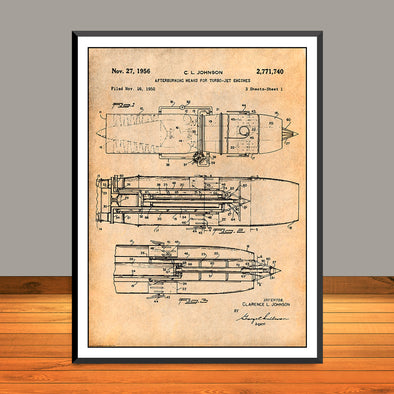 1950 Afterburner for Turbo-Jet Engines Patent Print - UNFRAMED