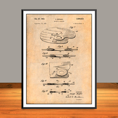 1950 Artist Palette Patent Print - Unframed
