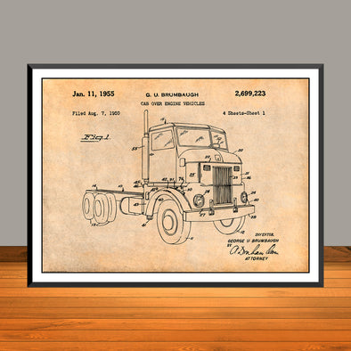 1950 Peterbuilt Cab Over Diesel Semi Truck Patent Print - Unframed