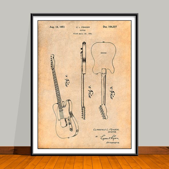 1951 Fender Guitar Patent Print - UNFRAMED