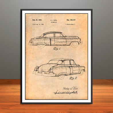 1951 Harley Earl Cadillac Patent Print - Unframed