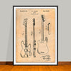 1952 Fender P1 Bass Guitar Patent Print - UNFRAMED