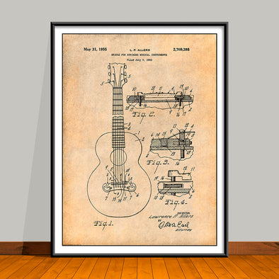 1952 Gibson Guitar Bridge Patent Print - UNFRAMED