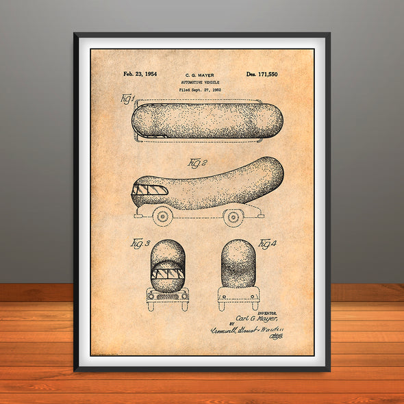 1952 Oscar Mayer Wienermobile Patent Print - Unframed