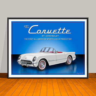 1953 Corvette Art Print - 18" X 24" UNFRAMED