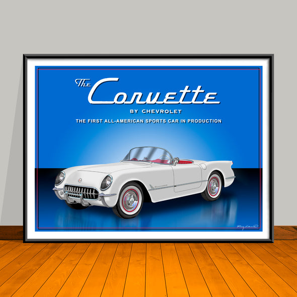 1953 Corvette Art Print - 18" X 24" UNFRAMED