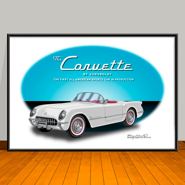 1953 Corvette Art Print - 13" X 19" UNFRAMED