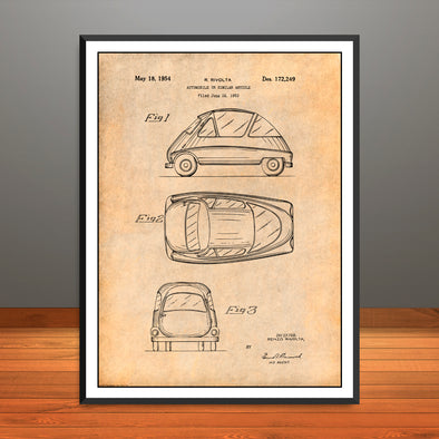 1953 BMW Isetta Patent Print - Unframed