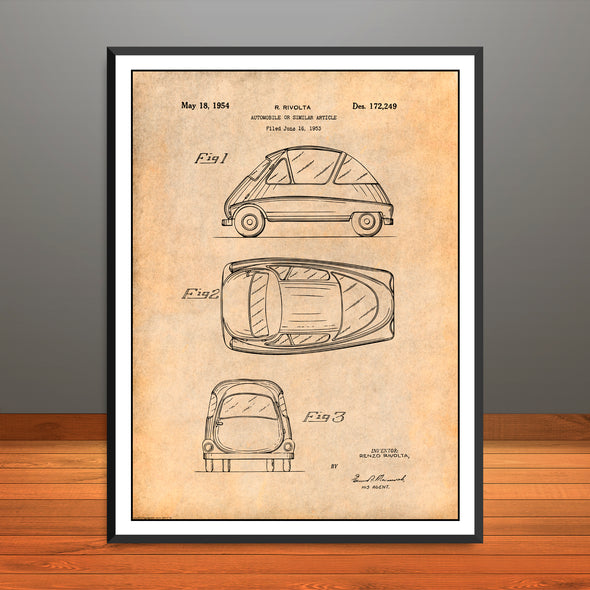 1953 BMW Isetta Patent Print - Unframed