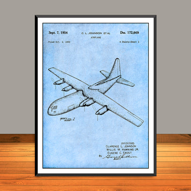 1953 Lockheed C-130 Hercules Transport Aircraft Patent Print - UNFRAMED