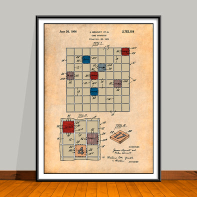 1954 Scrabble Colorized Game Patent Print - UNFRAMED