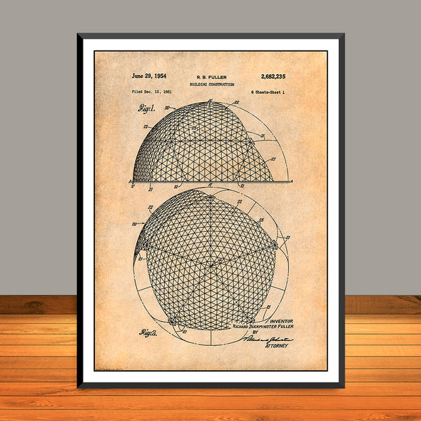 1954 Geodesic Dome Patent Print - UNFRAMED