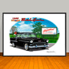 1955 Chevy Bel Air Car Art Print - 13" X 19" UNFRAMED