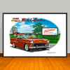 1955 Chevy Bel Air Car Art Print - 13" X 19" UNFRAMED