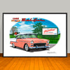 1955 Chevy Bel Air Two-tone Car Art Print - 13" X 19" UNFRAMED
