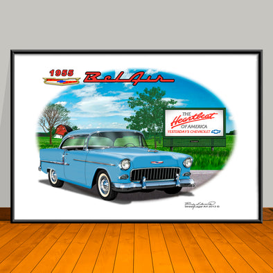 1955 Chevy Bel Air Car Art Print - 13" X 19" UNFRAMED
