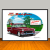 1955 Chevy Bel Air Car Art Print - 13" X 19" UNFRAMED