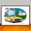 1955 Chevy Bel Air Two-tone Car Art Print - 13" X 19" UNFRAMED