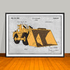 1955 Construction Front End Loader Colorized Patent Print - UNFRAMED