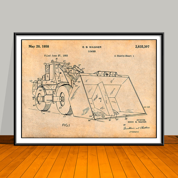 1955 Front End Loader Patent Print - UNFRAMED