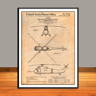 1955 Sikorsky H-19 Chickasaw Patent Print - Unframed