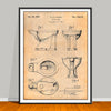 1957 Toilet Bowl patent drawing on an antique paper background, unframed art print.