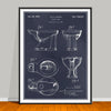 1957 Toilet Bowl patent drawing on a blackboard background, unframed art print.