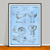 1957 Toilet Bowl patent drawing on a light blue background, unframed art print.