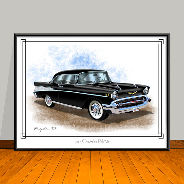 1957 Chevrolet Bel Air Muscle Car Art Print - 18" X 24" UNFRAMED