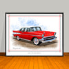 1957 Chevrolet Bel Air Classic Car Art Print Two-tone - 18" X 24" UNFRAMED