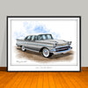 1957 Chevrolet Bel Air Classic Car Art Print Two-tone - 18" X 24" UNFRAMED