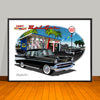 1957 Limited Edition Chevrolet Bel Air Beachy Garage Scene Classic Car Art Print - 18" X 24" UNFRAMED