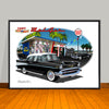 1957 Limited Edition Chevrolet Bel Air Two-tone Beachy Garage Scene Classic Car Art Print - 18" X 24" UNFRAMED