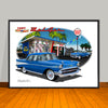 1957 Limited Edition Chevrolet Bel Air Beachy Garage Scene Classic Car Art Print - 18" X 24" UNFRAMED