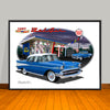 1957 Limited Edition Chevrolet Bel Air Two-tone Storm Scene Classic Car Art Print - 18" X 24" UNFRAMED